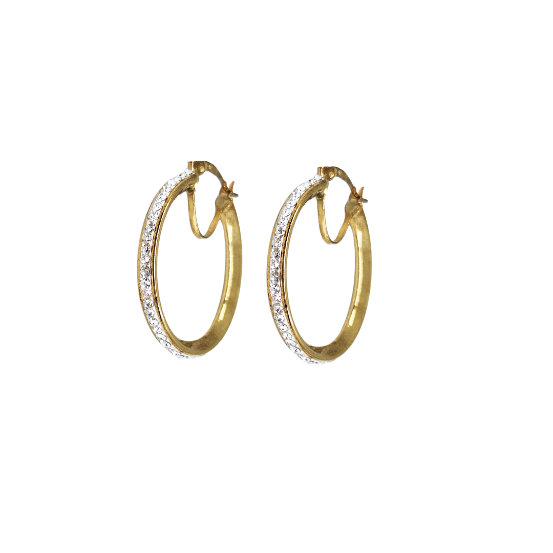9ct Yellow Gold Cubic Zirconia Hoop Earrings