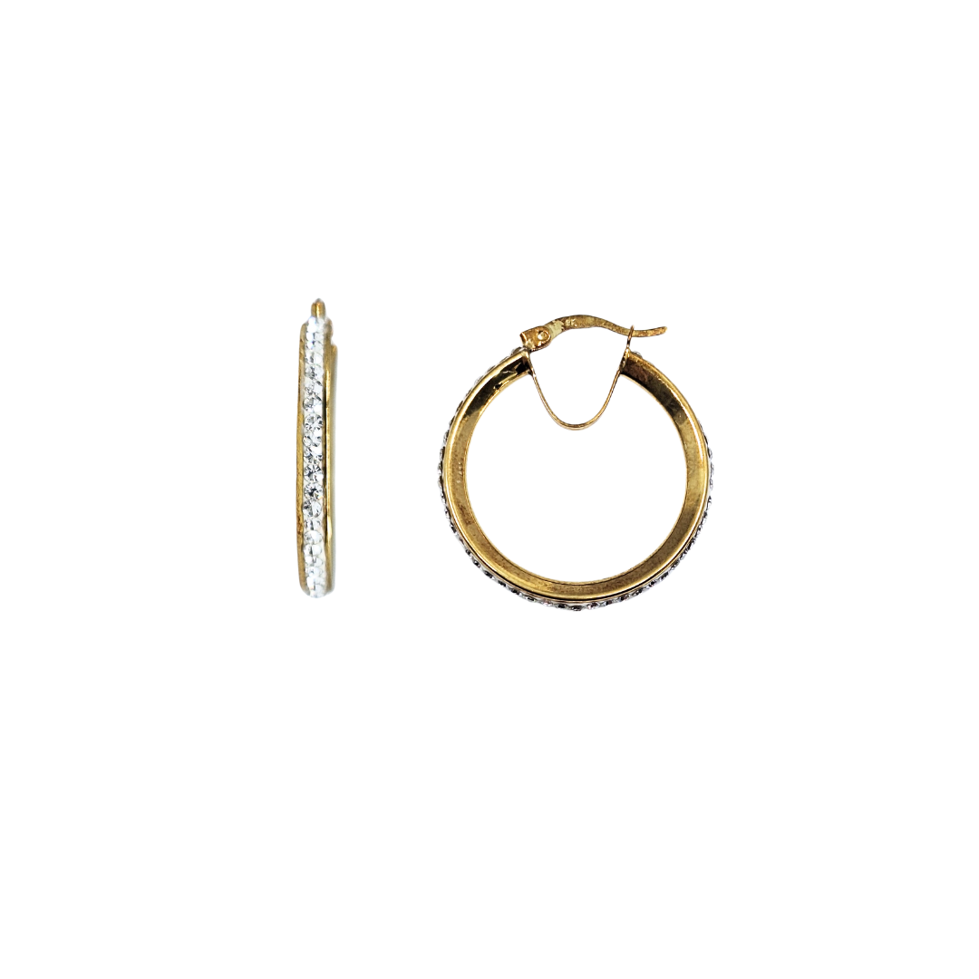 9ct Yellow Gold Cubic Zirconia Hoop Earrings