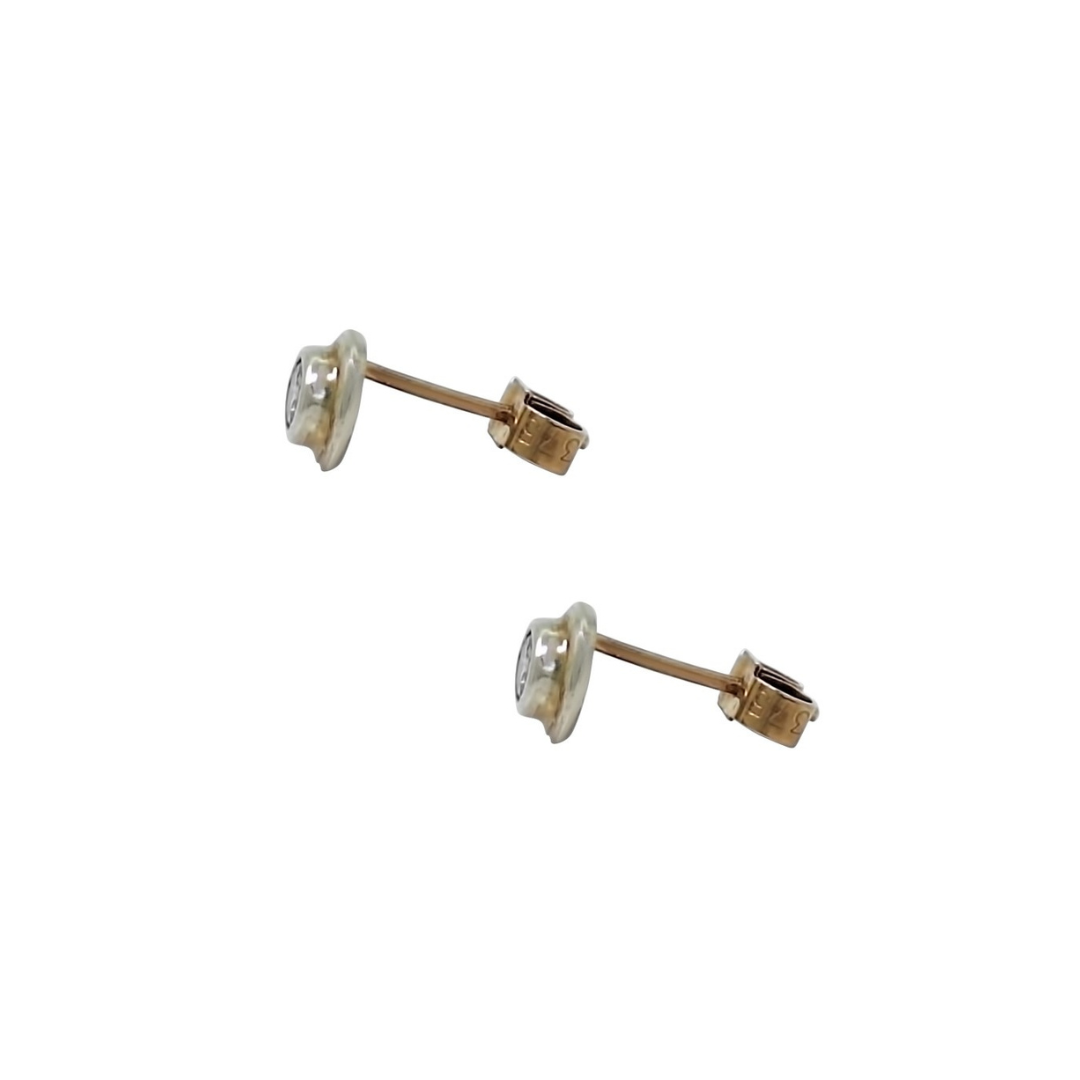 9ct Yellow Gold Diamond Rub Over Solitaire Earrings