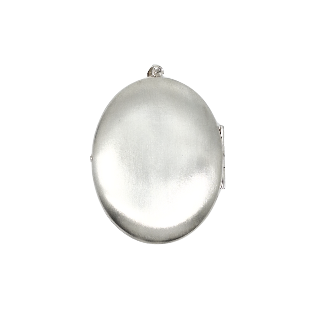 Silver Large Engraved Oval Locket