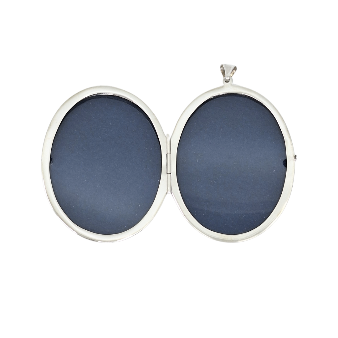 Silver Large Engraved Oval Locket