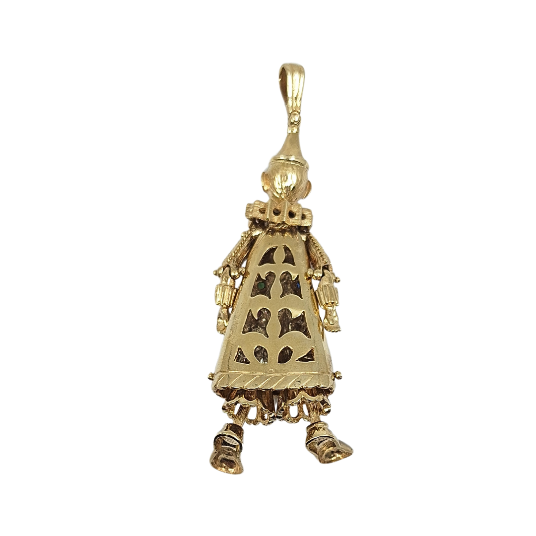 9ct Yellow Gold Large Clown CZ Pendant