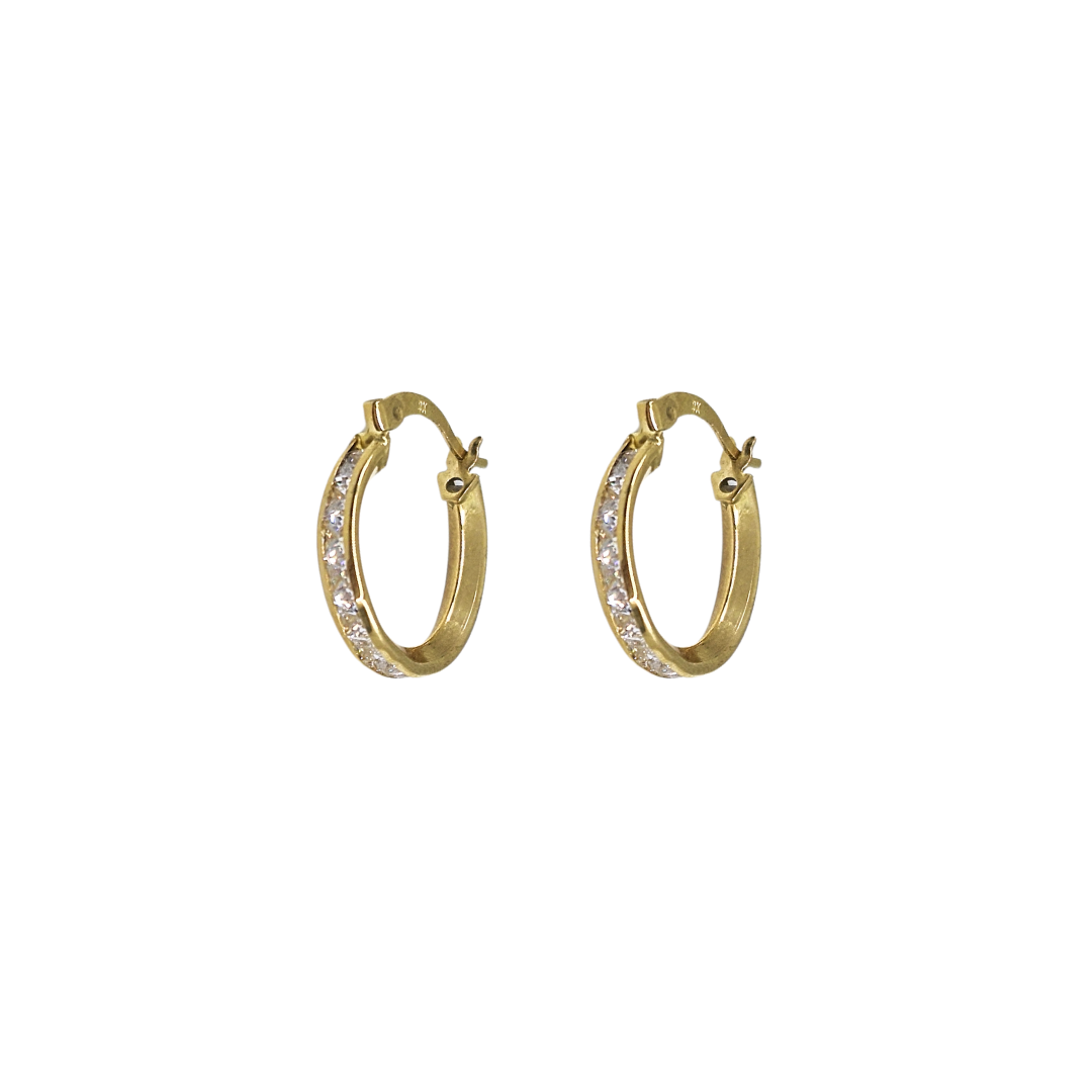 9ct Yellow Gold Cubic Zirconia Hoop Earrings