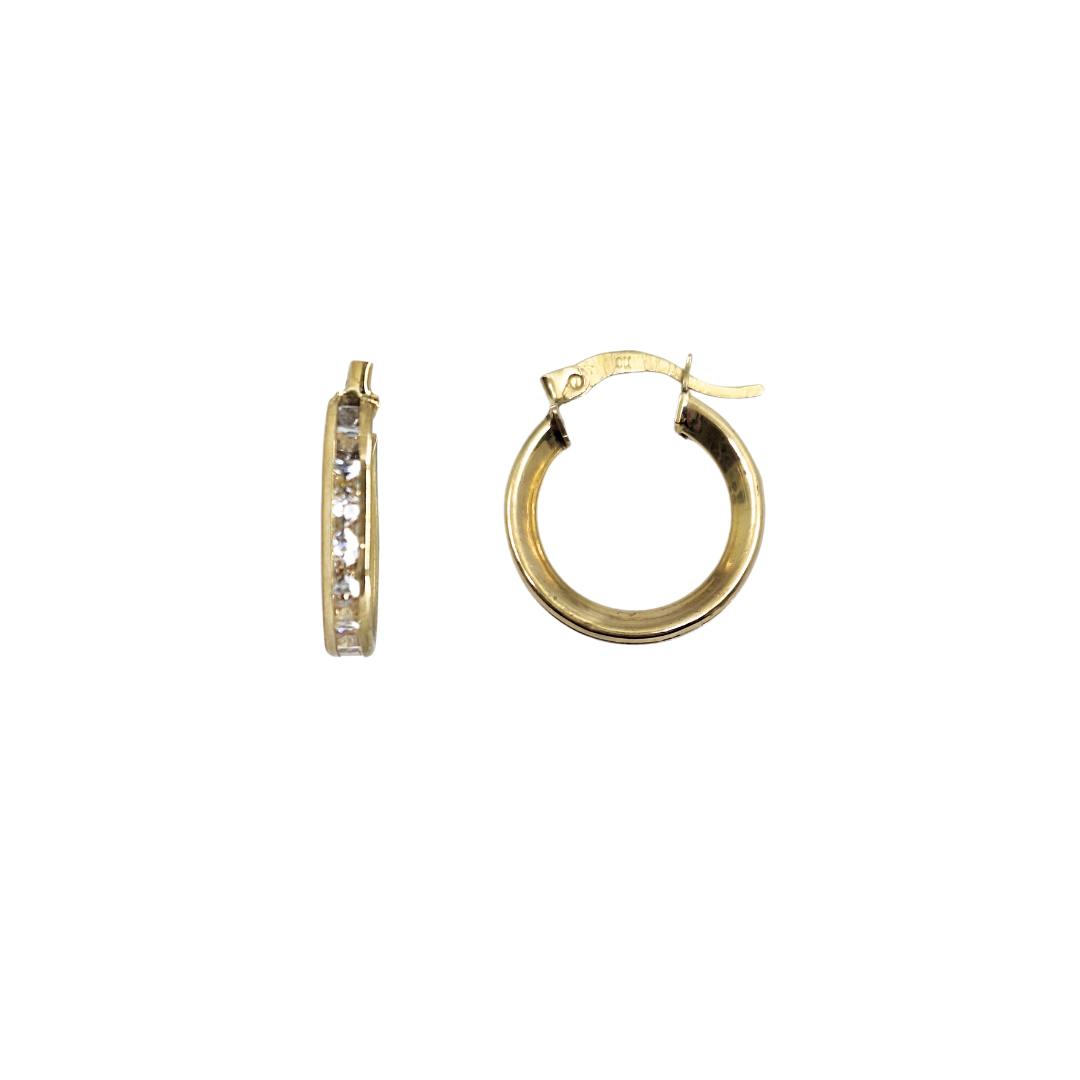 9ct Yellow Gold Cubic Zirconia Hoop Earrings