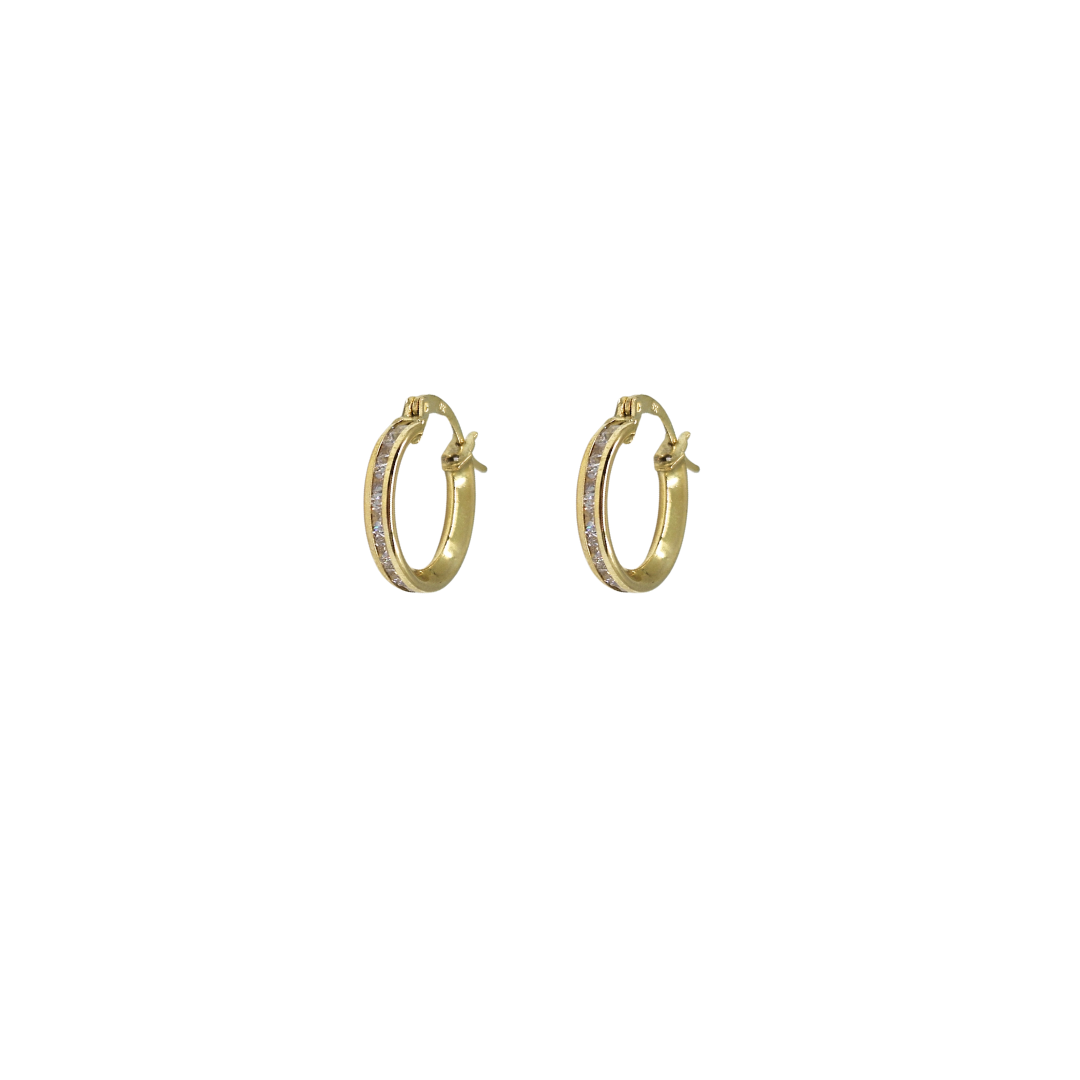 9ct Yellow Gold Cubic Zirconia Hoop Earrings