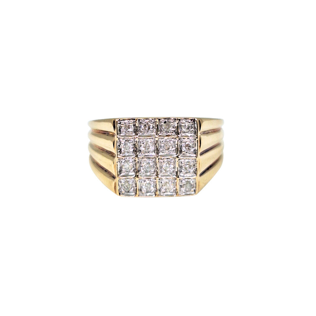 9ct Yellow Gold Diamond Signet Ring