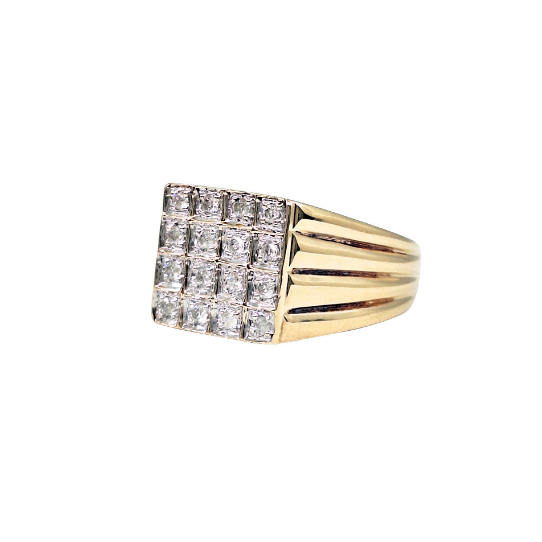 9ct Yellow Gold Diamond Signet Ring