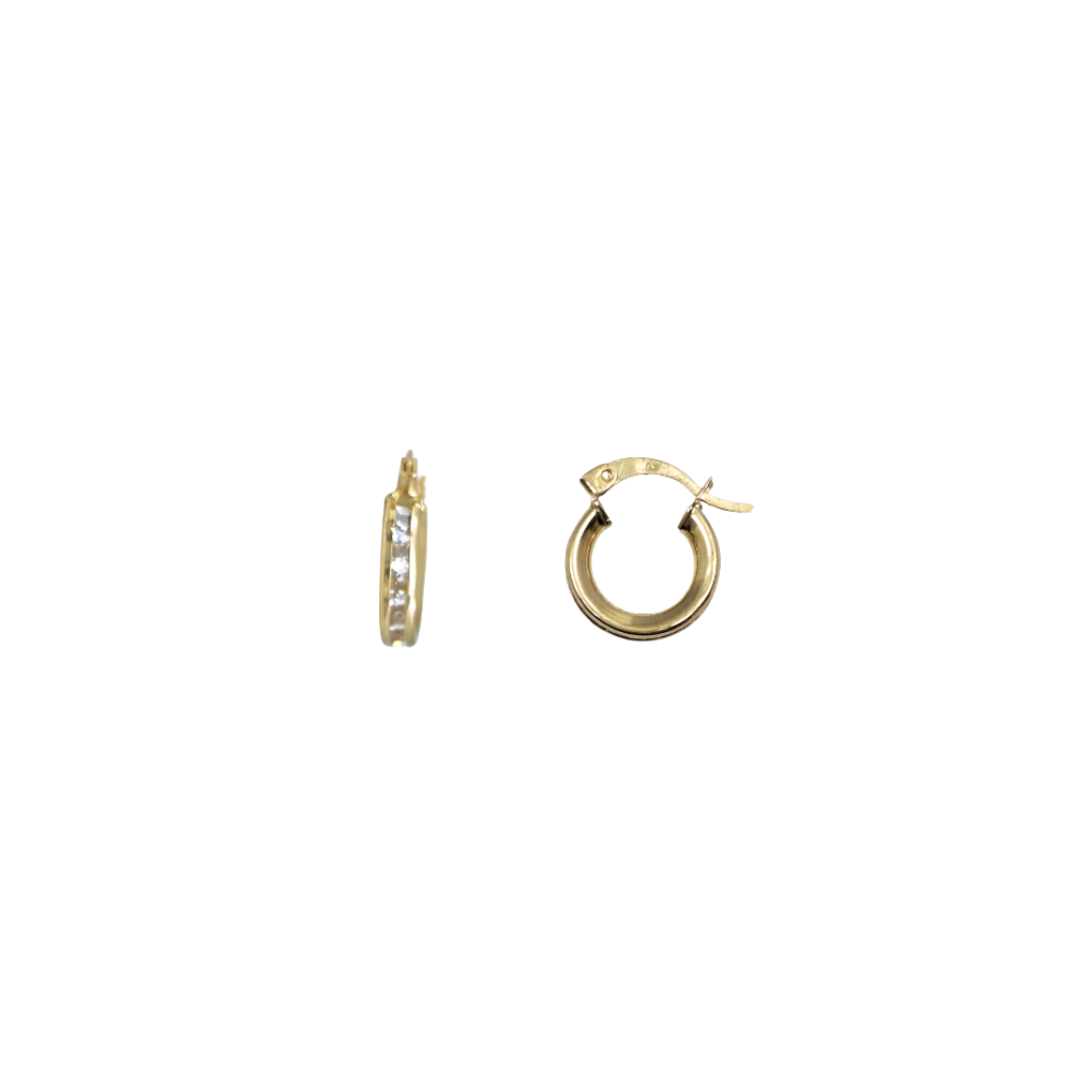 9ct Yellow Gold Cubic Zirconia Hoop Earrings