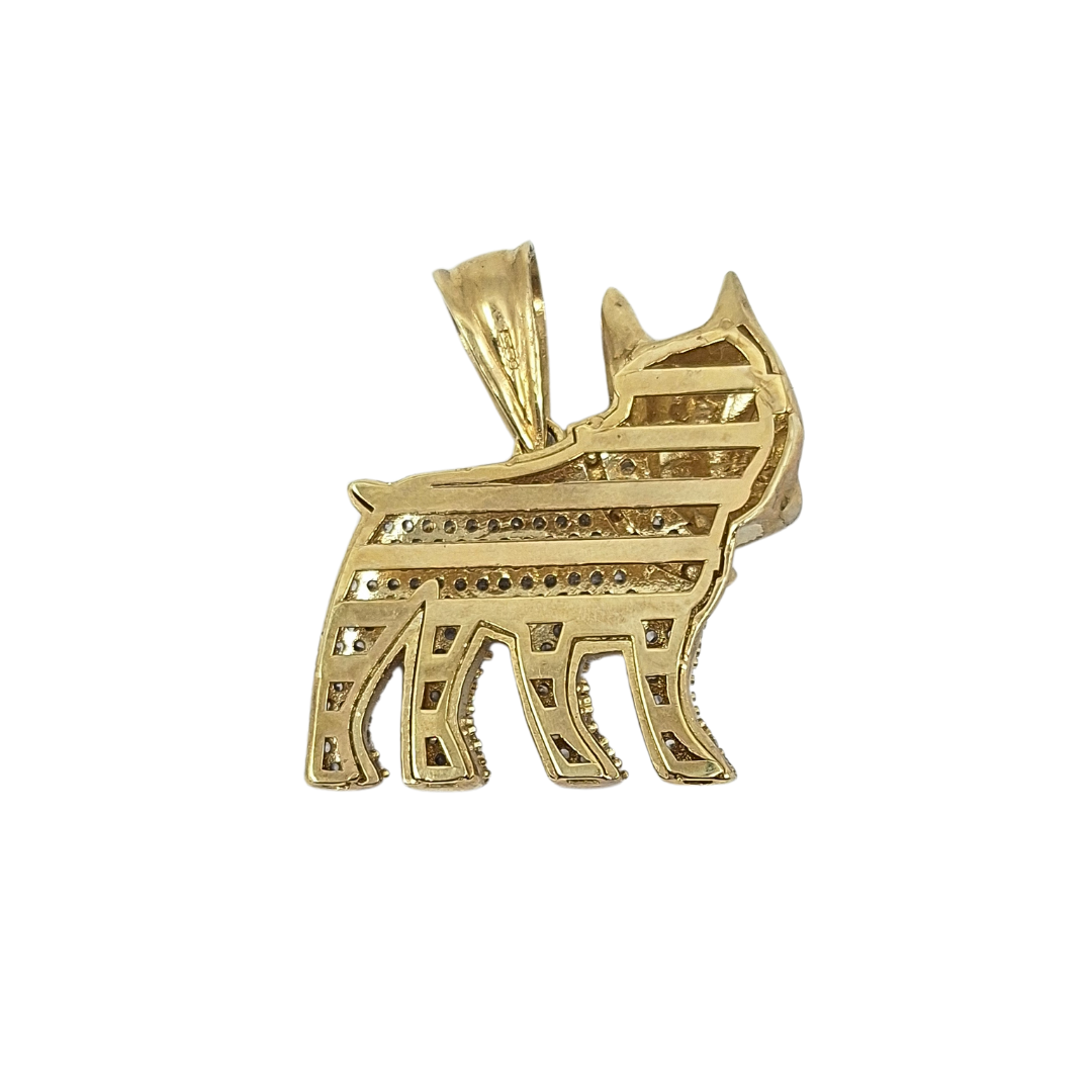 9ct Yellow Gold CZ Bulldog Pendant