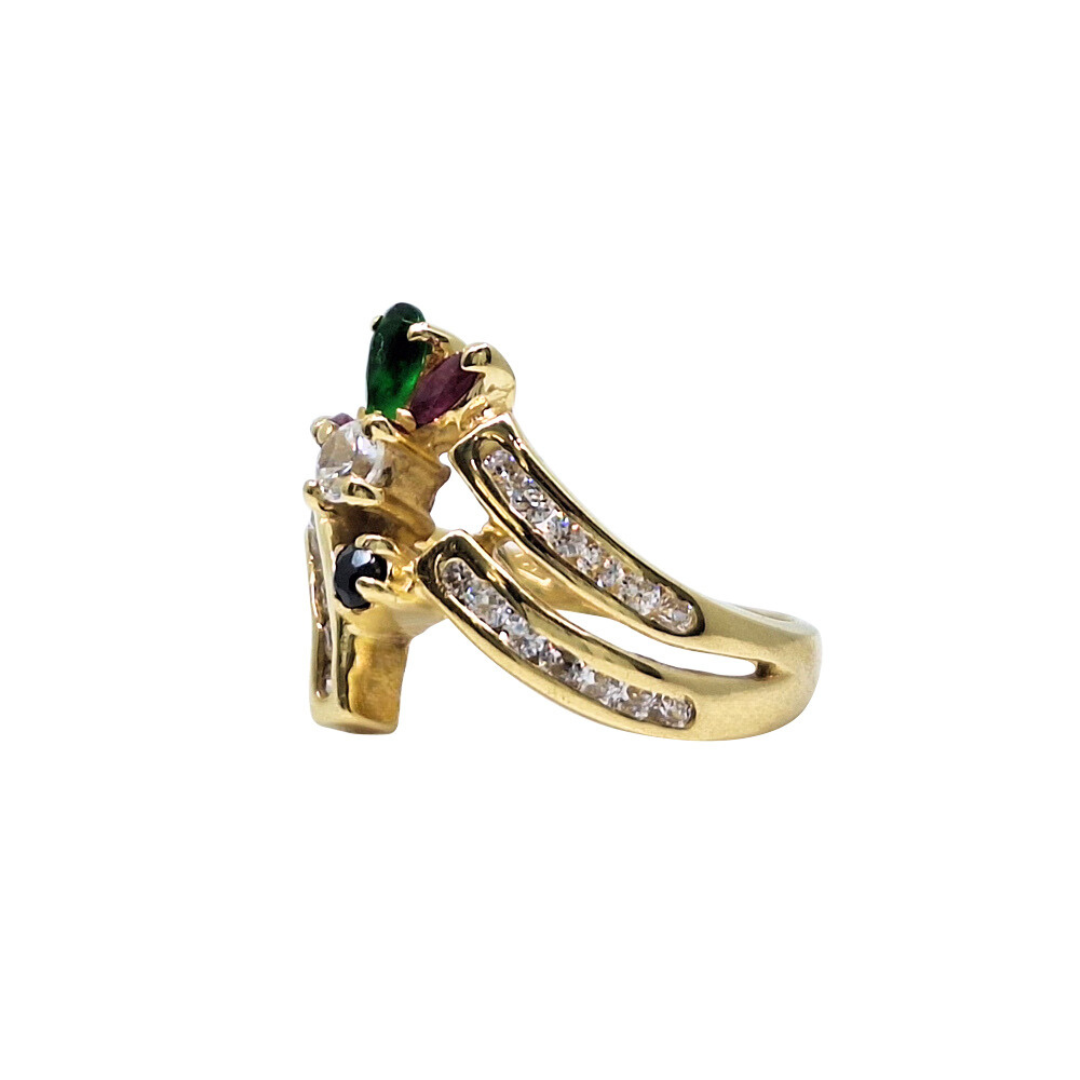 18ct Yellow Gold Multi-Gem & Diamond Dress Ring