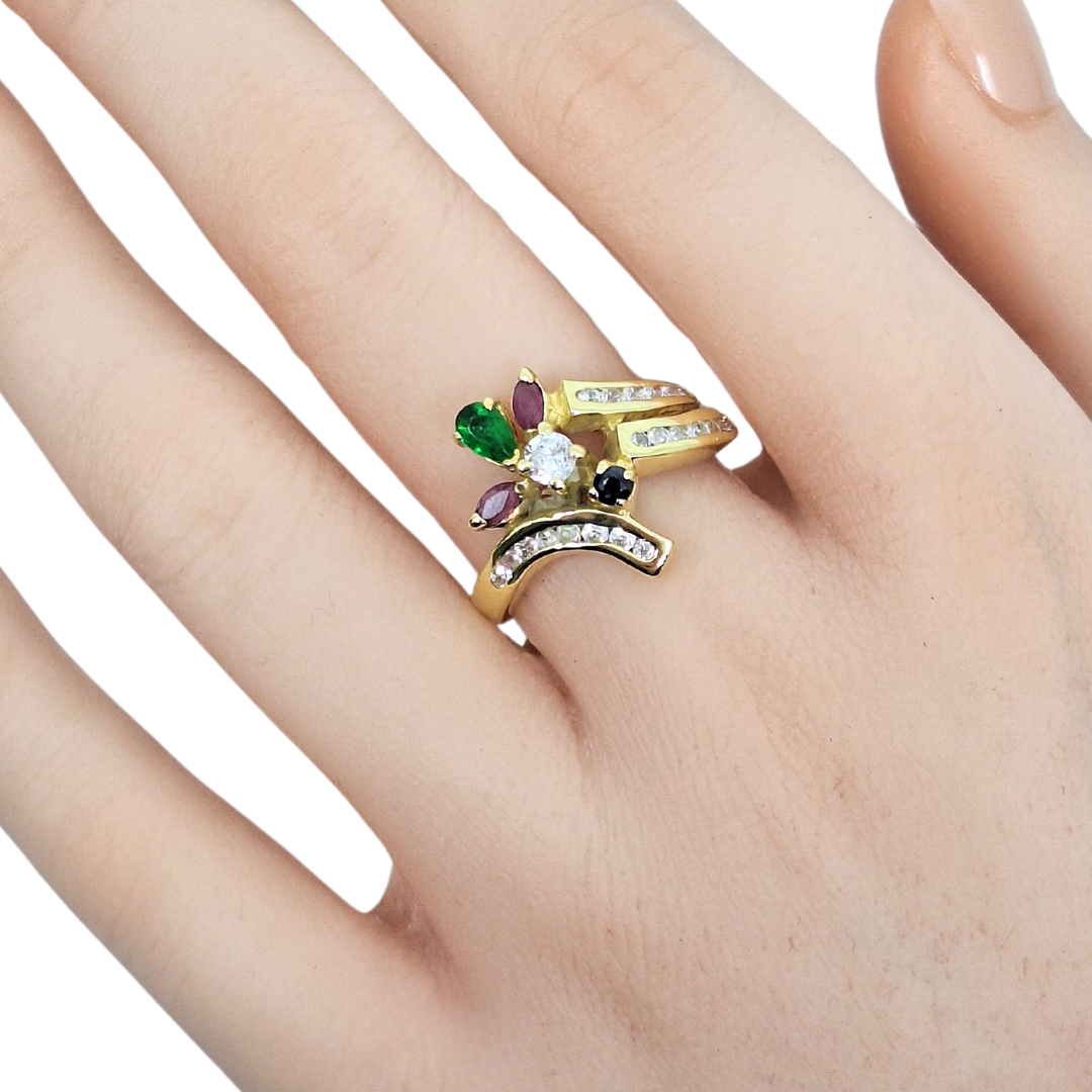 18ct Yellow Gold Multi-Gem & Diamond Dress Ring