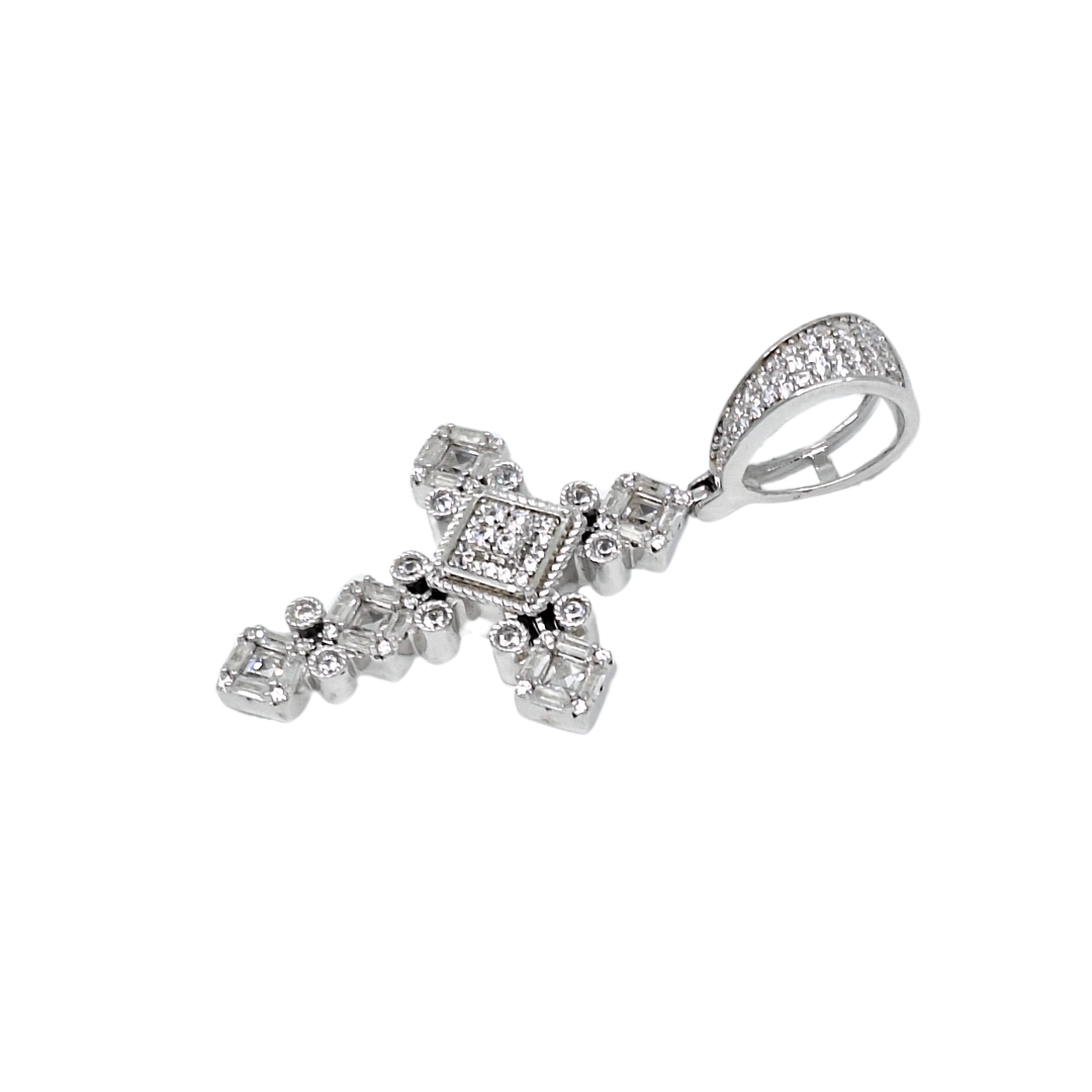 Silver & CZ Cross Pendant