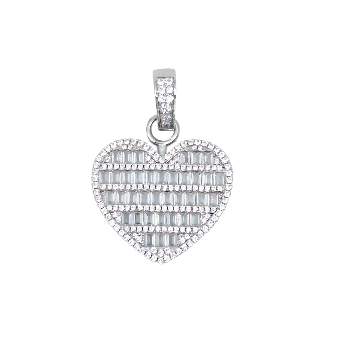 Silver & CZ Heart Pendant