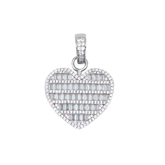 Silver & CZ Heart Pendant