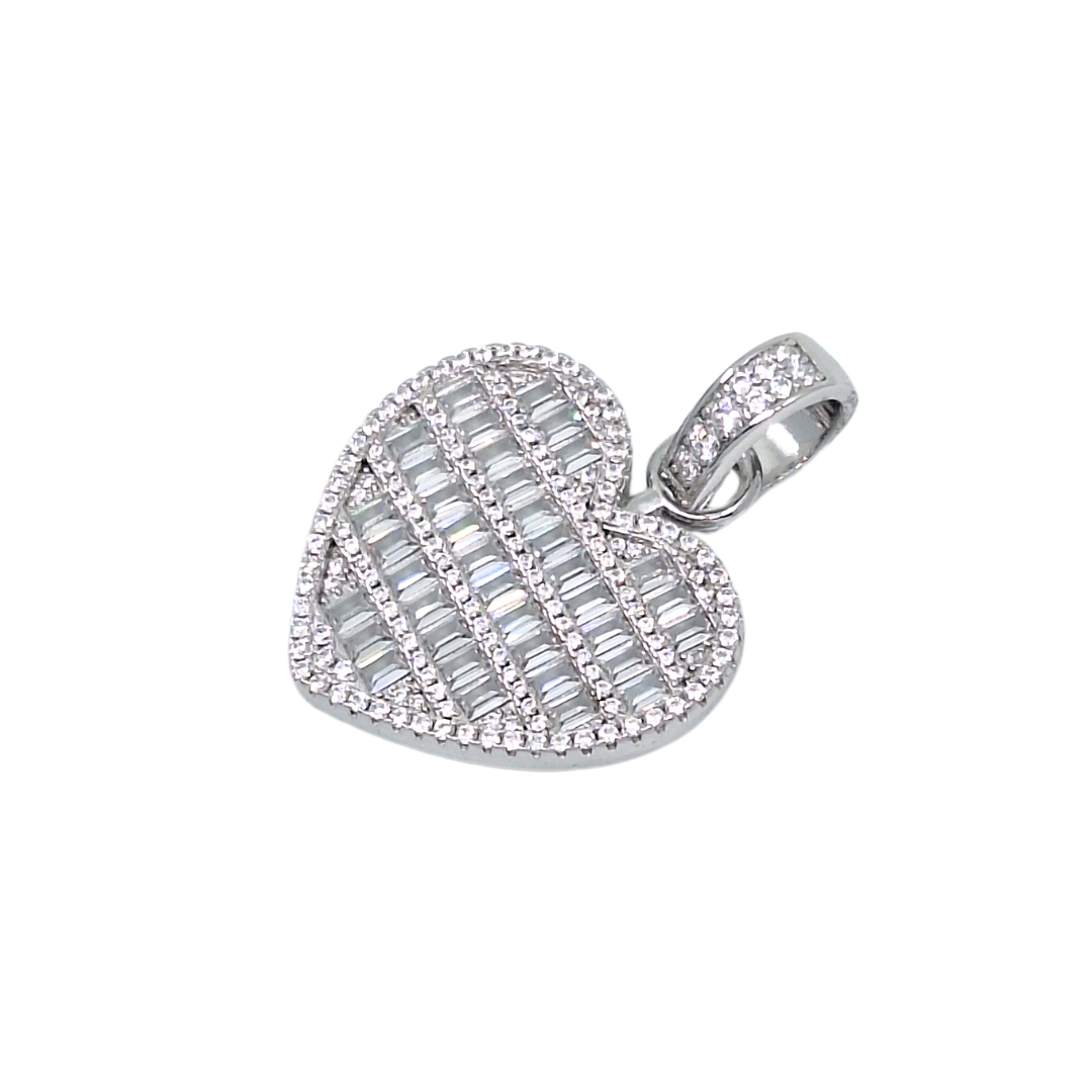 Silver & CZ Heart Pendant