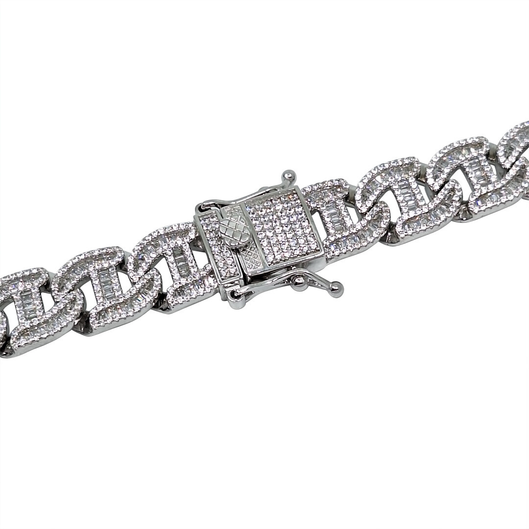 Silver & CZ Marine Link Chain 20 Inches