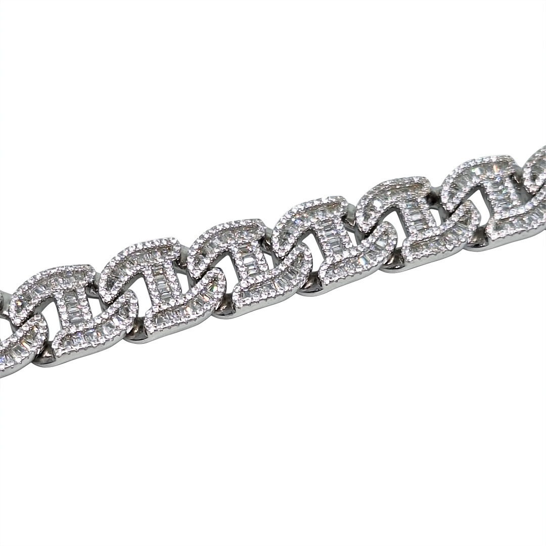 Silver & CZ Marine Link Chain 20 Inches