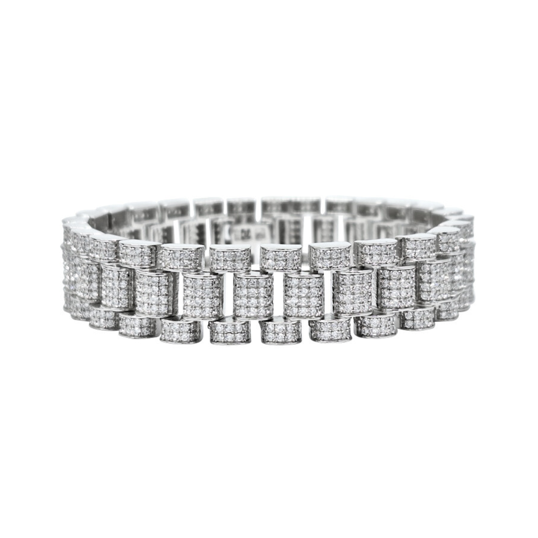 Silver Rolex CZ Bracelet 7.5 Inches