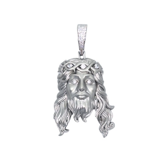 Silver & CZ Jesus Pendant