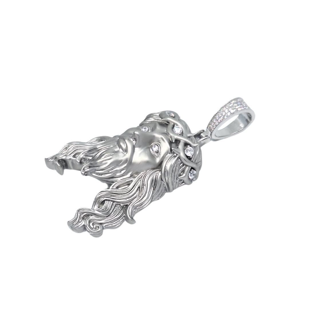 Silver & CZ Jesus Pendant