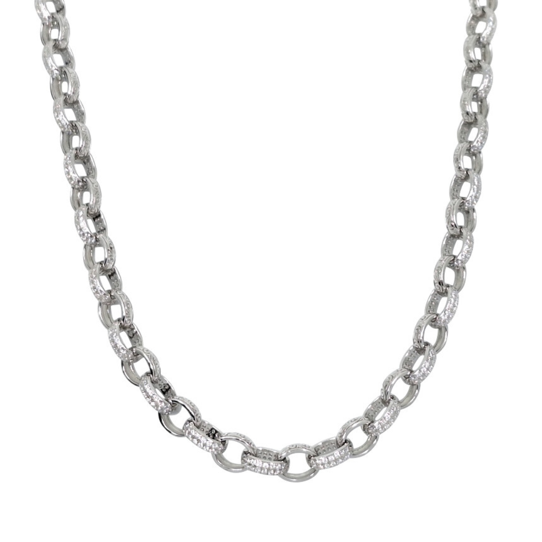 Silver & CZ Belcher Chain 22 Inches