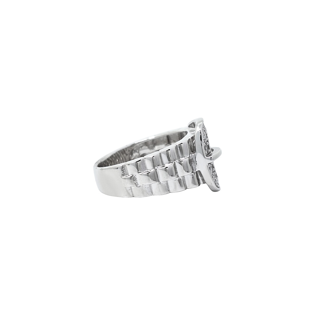 Silver CZ Buckle Ring