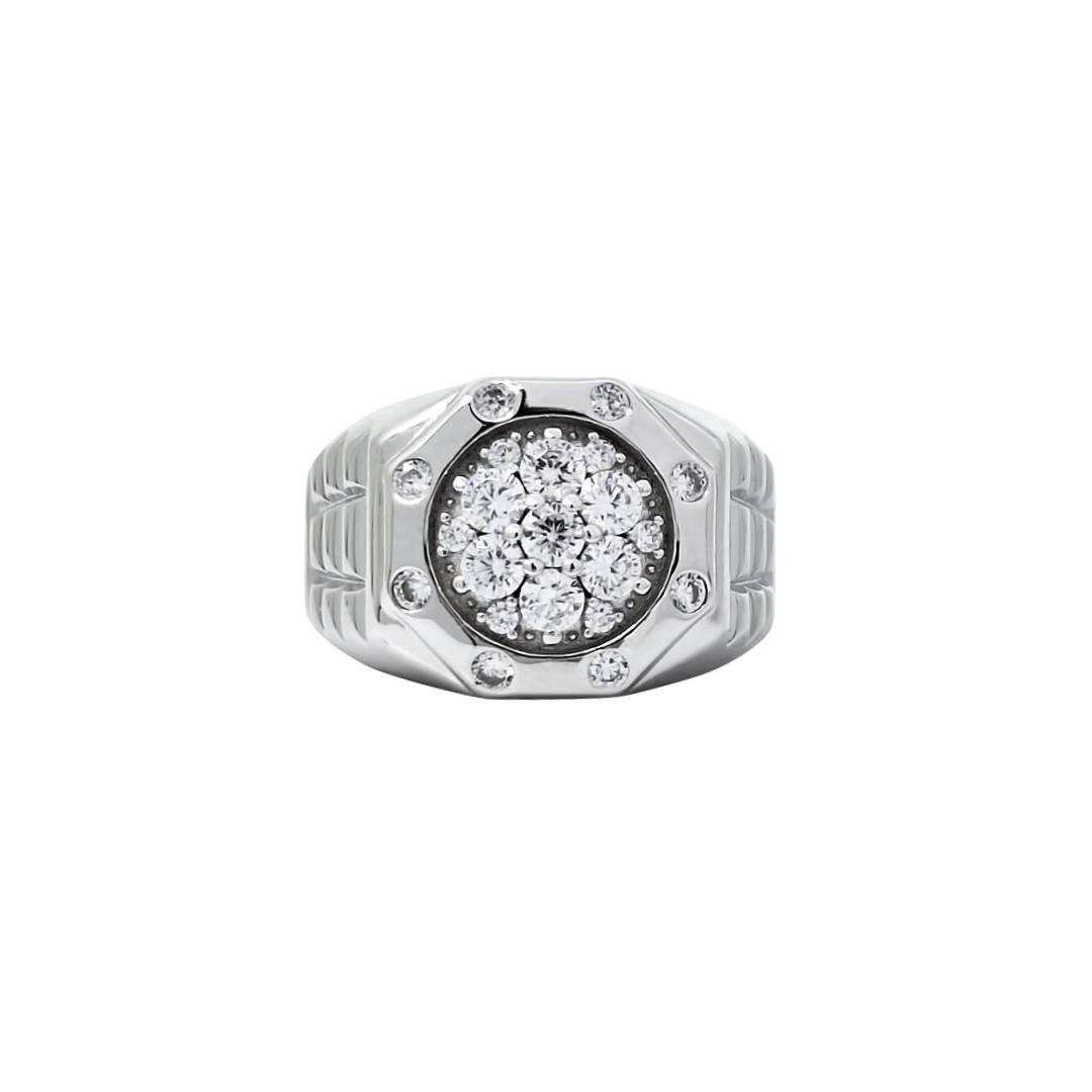 Silver Rolex Style CZ Ring