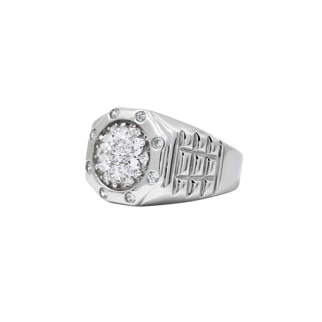 Silver Rolex Style CZ Ring