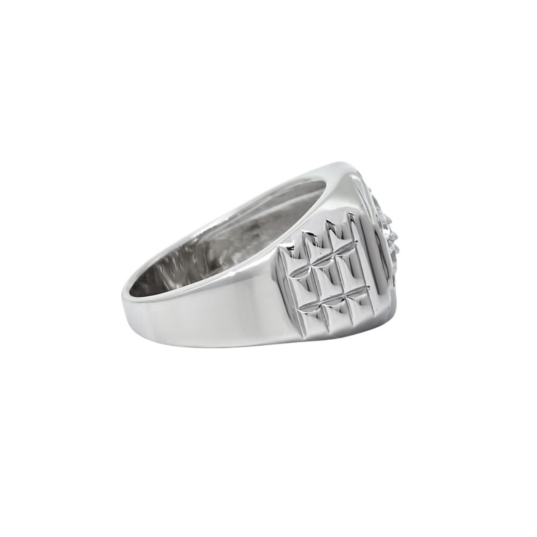 Silver Rolex Style CZ Ring