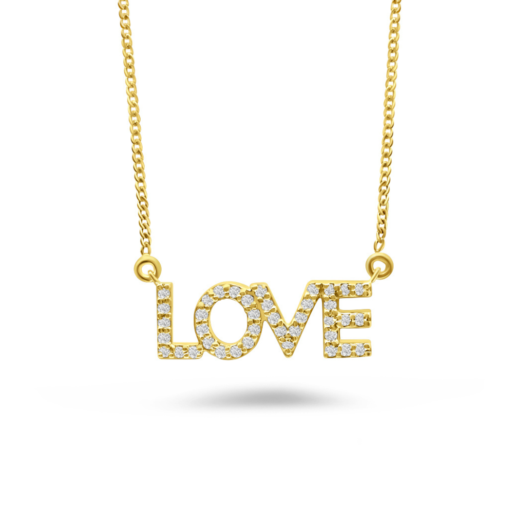 Yellow Gold & Ethical Diamond LOVE Pendant