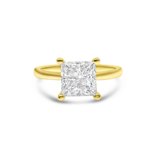 Yellow Gold & Princess Cut Ethical Diamond Ring 1.60ct