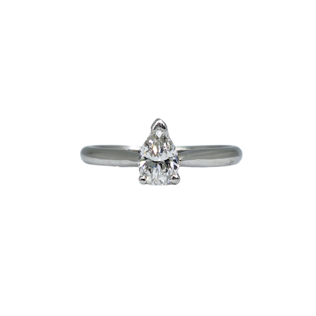 Platinum Pear Cut Certificated Diamond Solitaire Ring