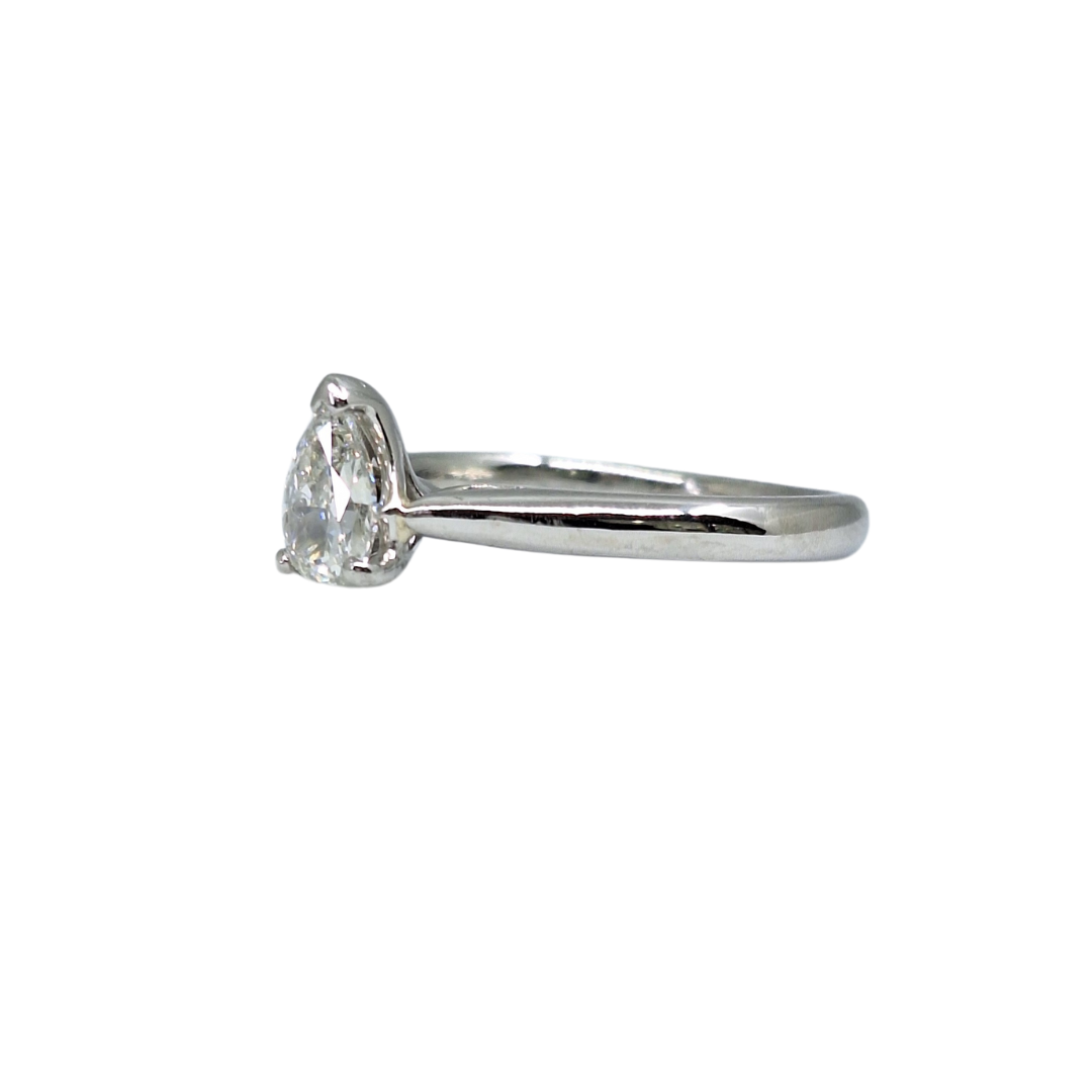 Platinum Pear Cut Certificated Diamond Solitaire Ring