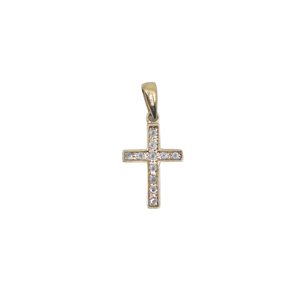 9ct Yellow Gold Cubic Zirconia Cross