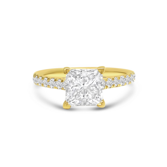 Yellow Gold & Princess Cut Ethical Diamond Ring 2.00ct