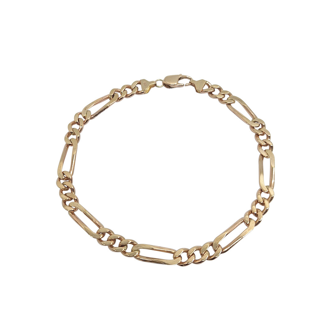9ct Yellow Gold Figaro Bracelet 8.5"