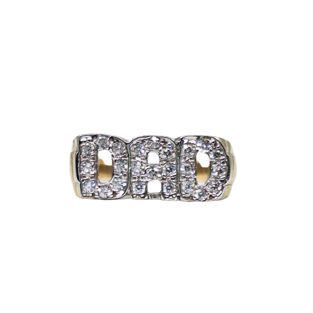 9ct Yellow Gold Cubic Zirconia Dad Ring
