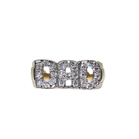 9ct Yellow Gold Cubic Zirconia Dad Ring