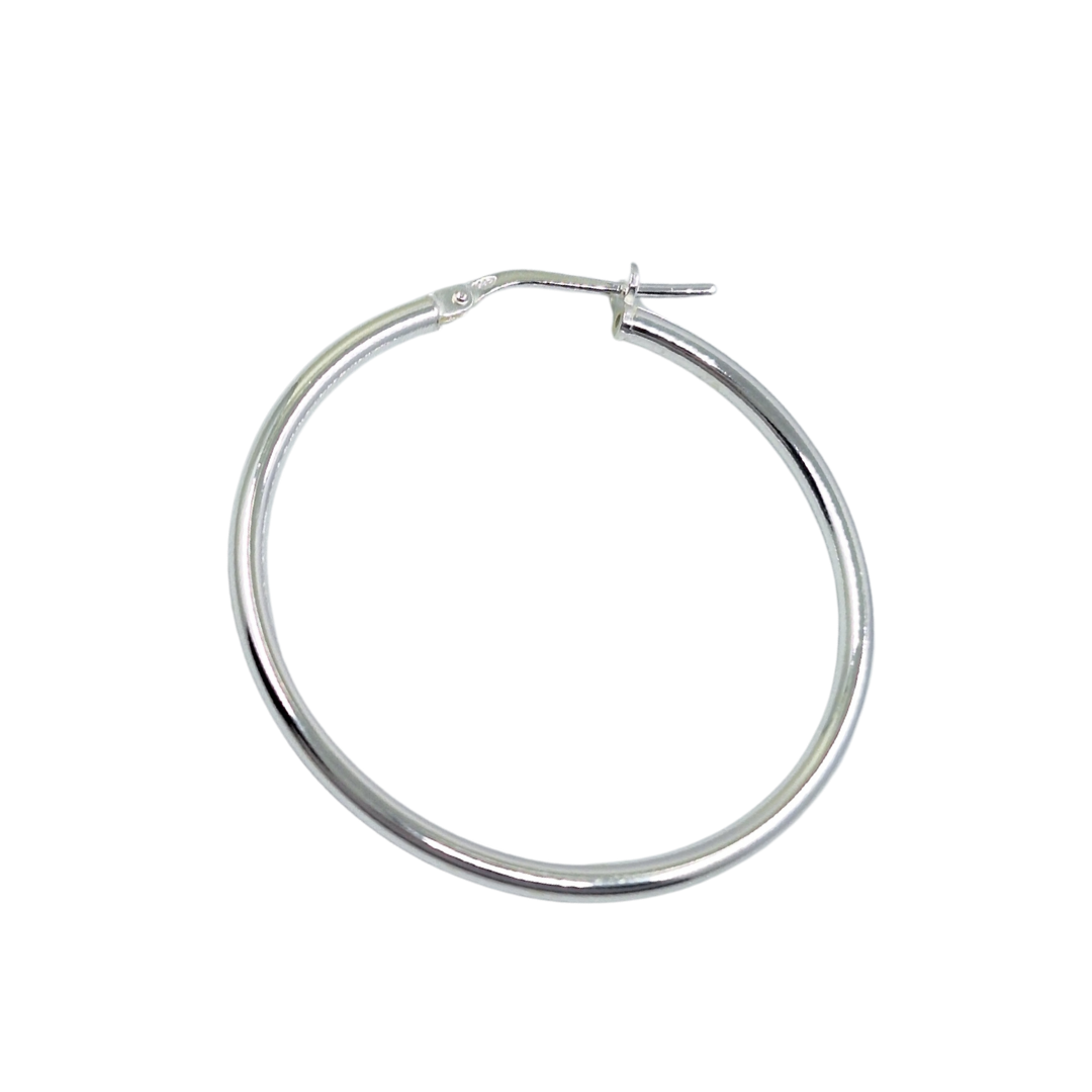 Silver 35mm Plain Hoop Earrings