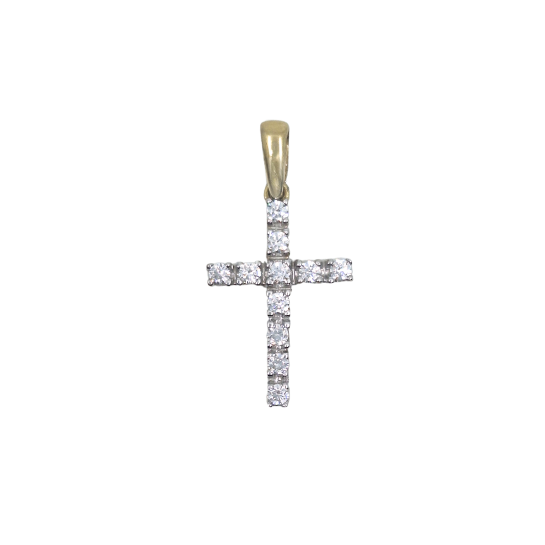 9ct Yellow Gold Cubic Zirconia Cross