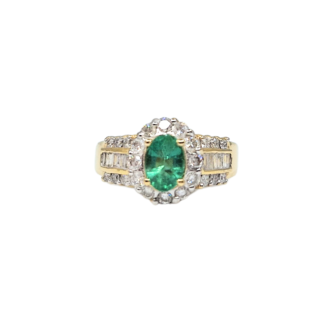 18ct Gold Emerald & Diamond Cluster Ring