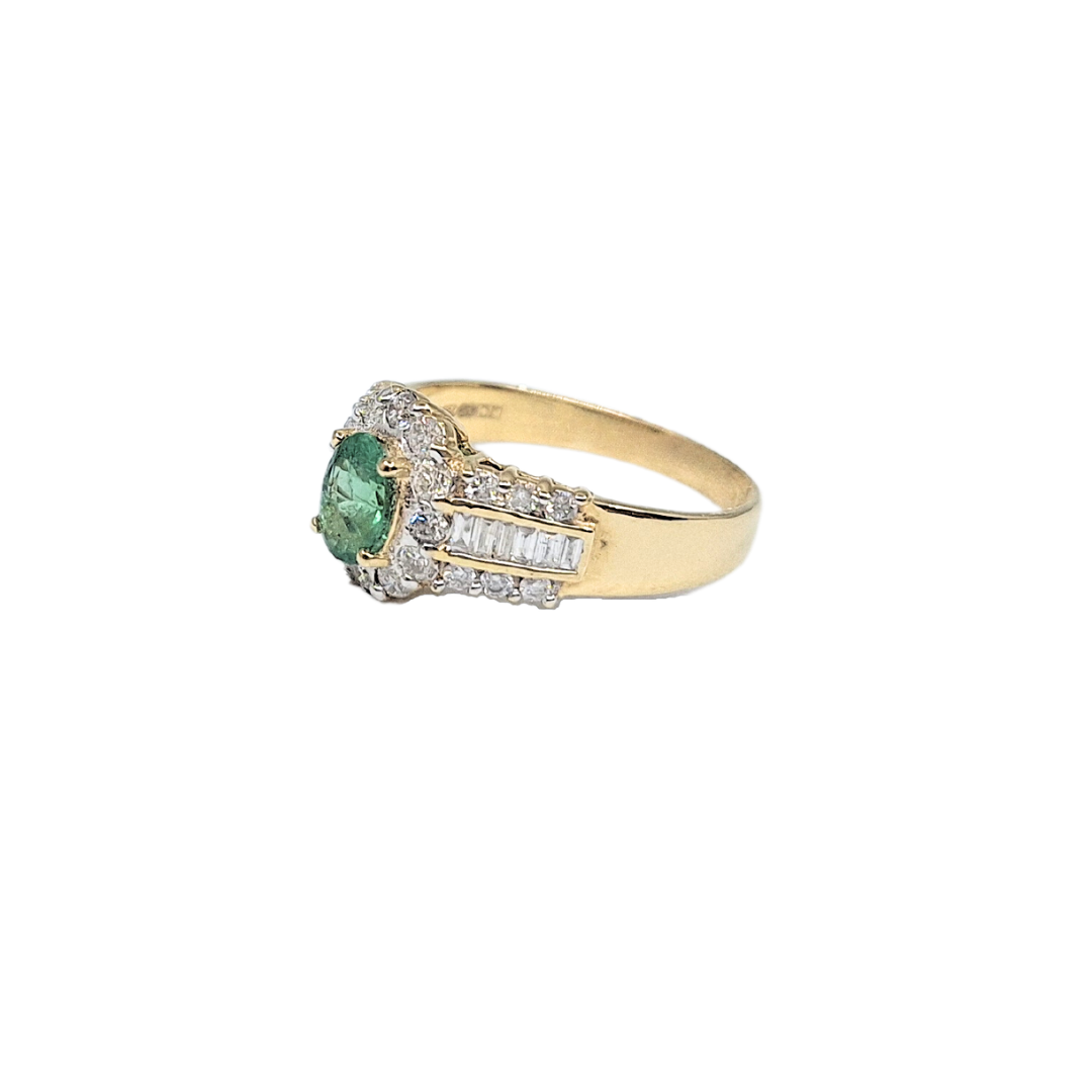 18ct Gold Emerald & Diamond Cluster Ring