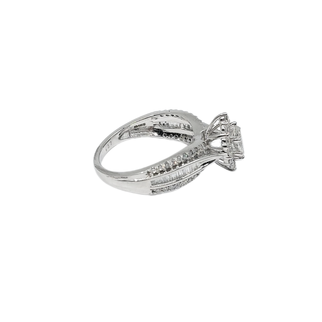 14ct White Gold & Diamond Marquise Cluster Ring