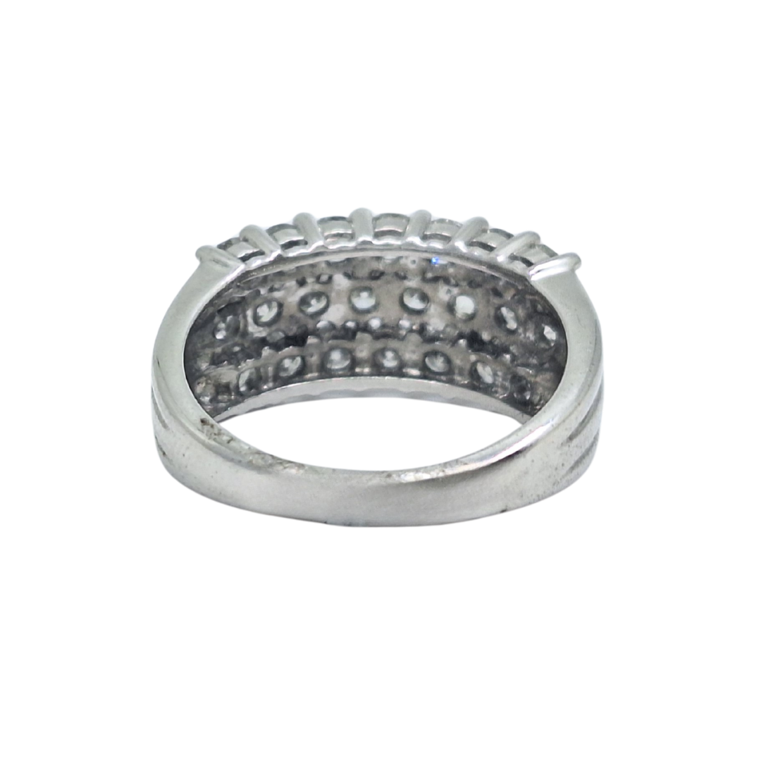 18ct White Gold Three Row Diamond Band Ring 1.01ct