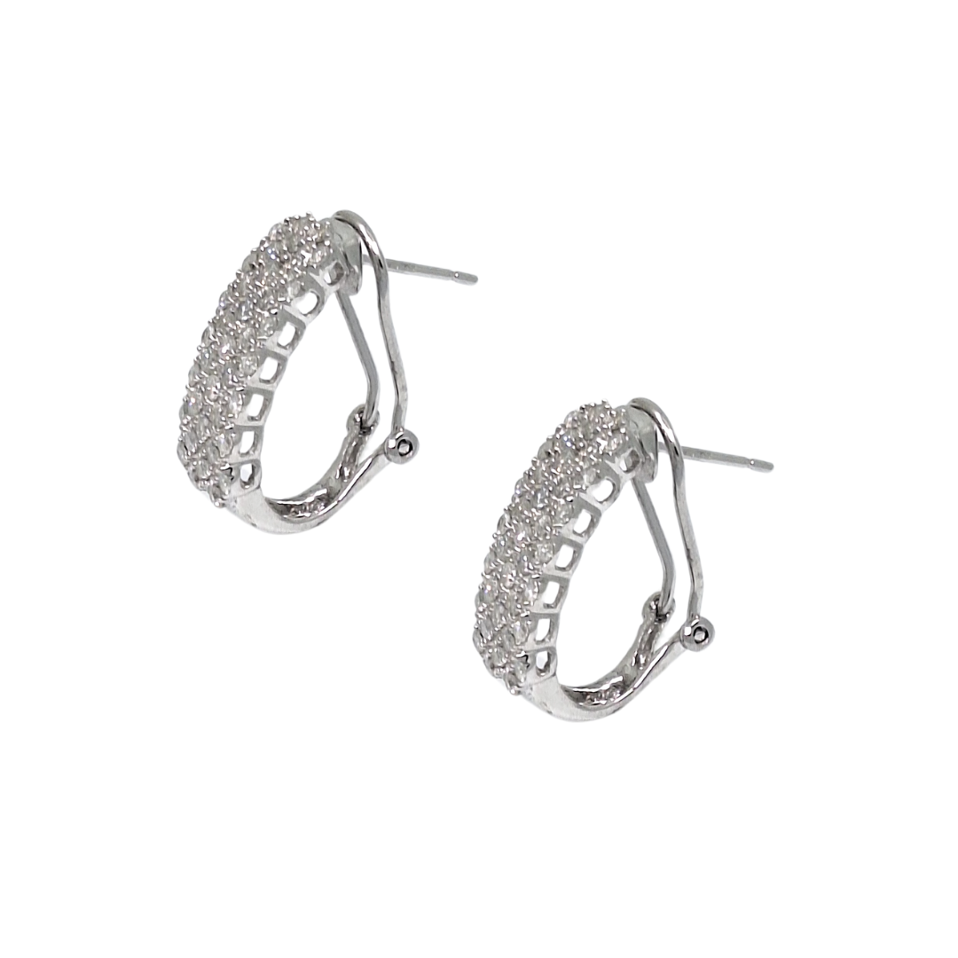 9ct White Gold Wide Fancy Diamond Drop Earrings