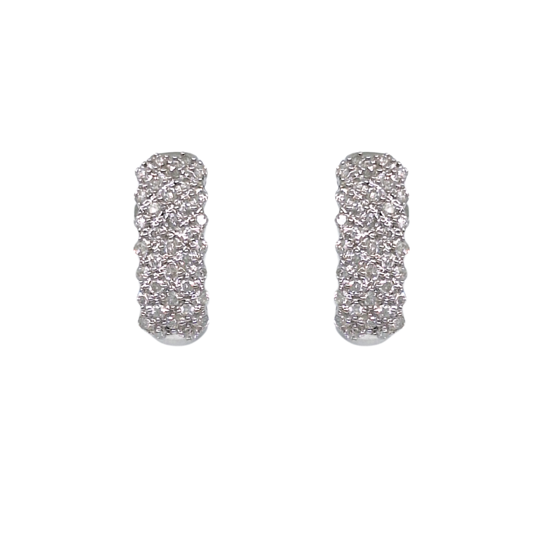 9ct White Gold Wide Fancy Diamond Drop Earrings