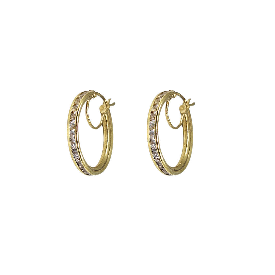 9ct Yellow Gold Cubic Zirconia Hoop Earrings