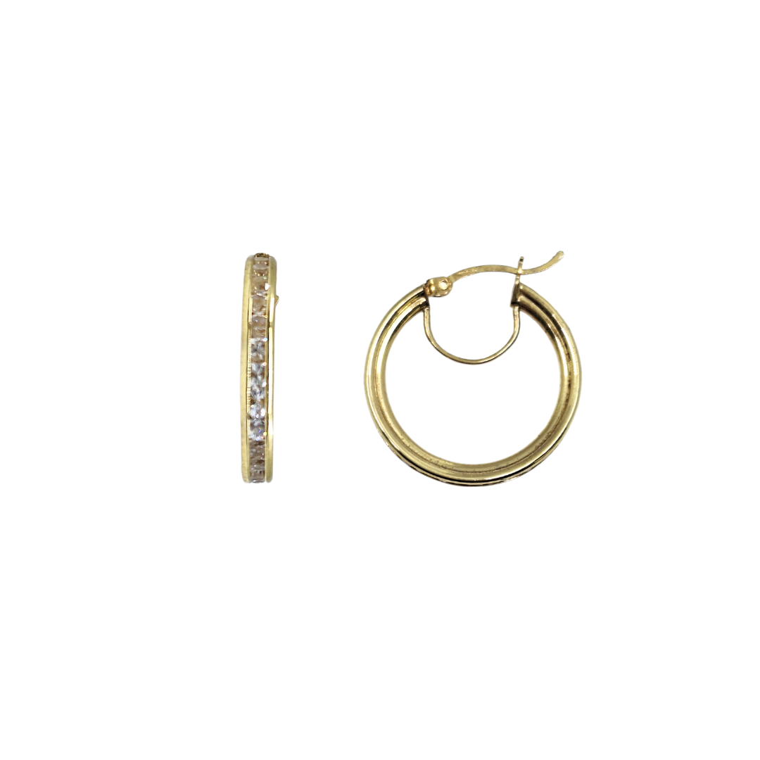 9ct Yellow Gold Cubic Zirconia Hoop Earrings