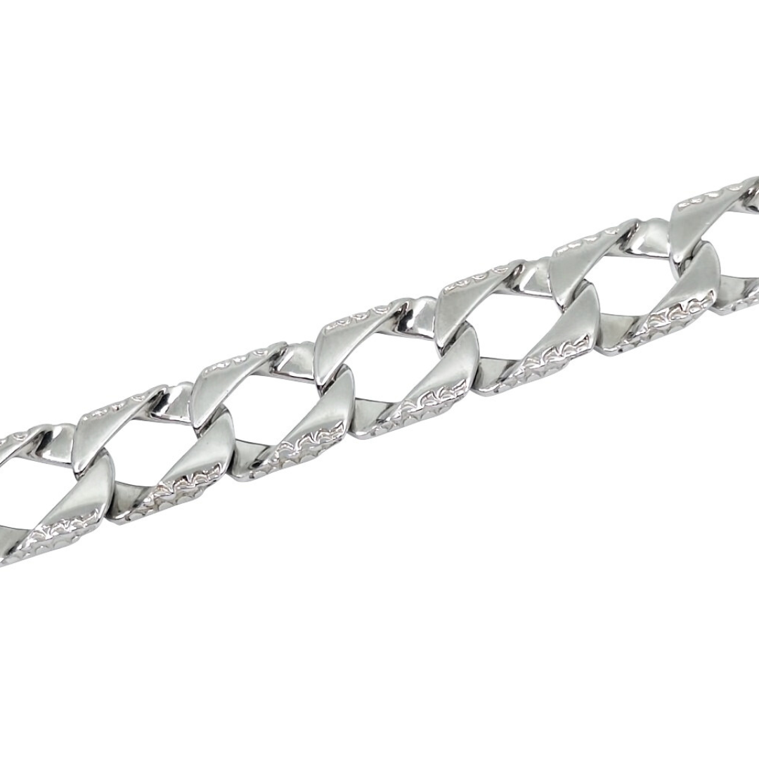 Silver Patterned Chaps Bracelet 8 1/2 Inches