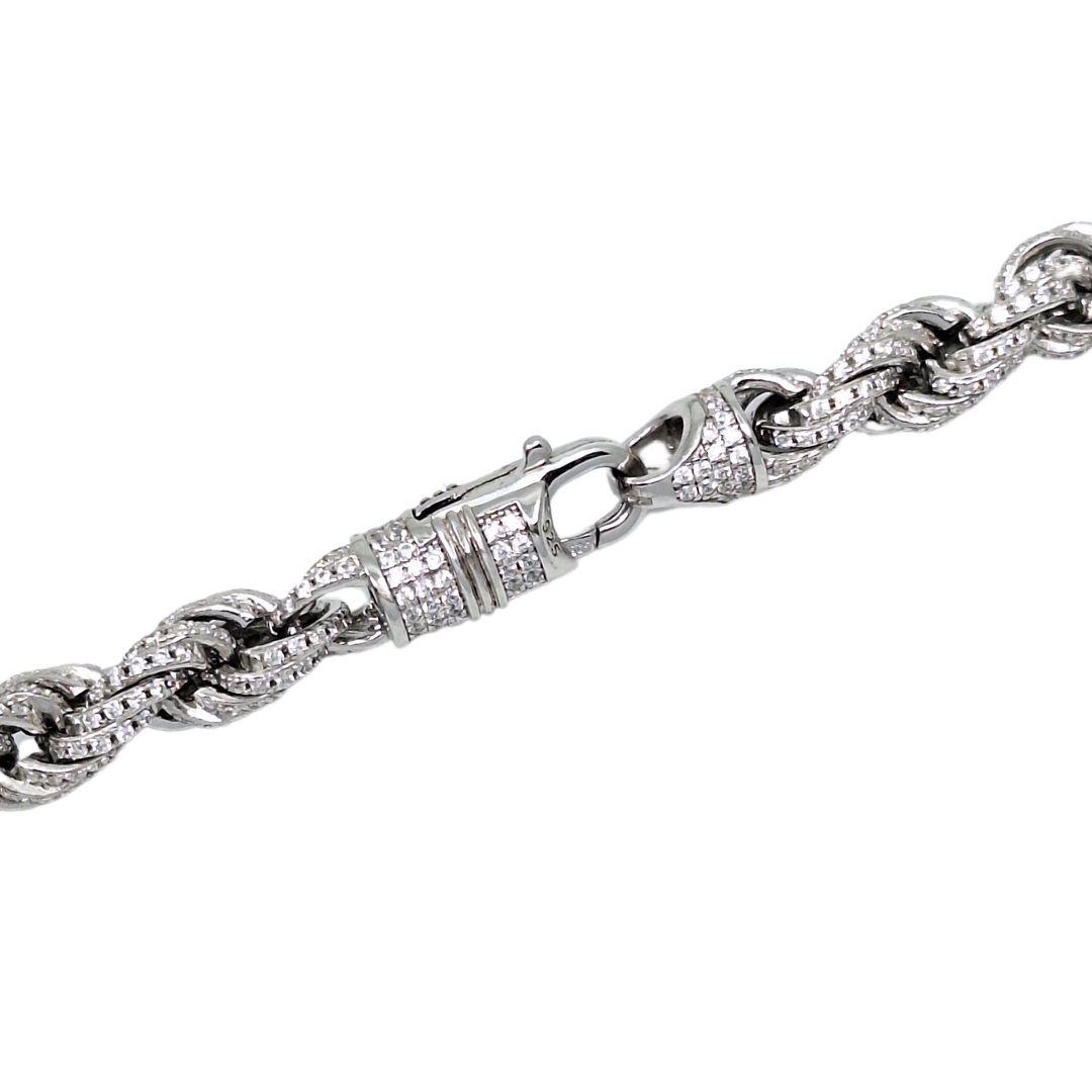 Silver & CZ Rope Chain 22 Inches
